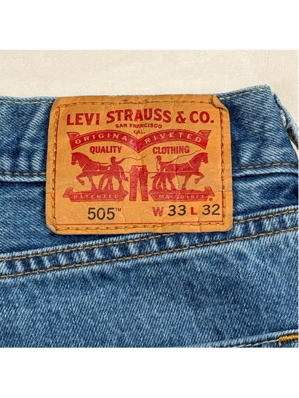Men's Levi's 505 33x32 Regular Fit Straight Leg Jeans Blue